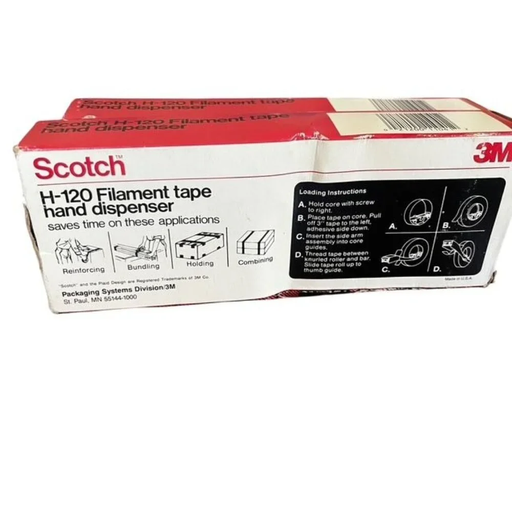 3M Scotch H-120 Filament Tape Hand Dispensers Set of 2 Boxed